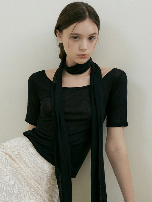 리올그 여성용 프라 울텐셀 시스루 스카프 티셔츠