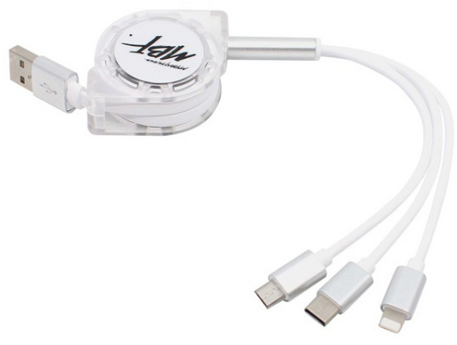 엠비에프 USB 3in1 멀티 충전케이블 MBF-USB3IN1WH, 1개, 화이트, 1m