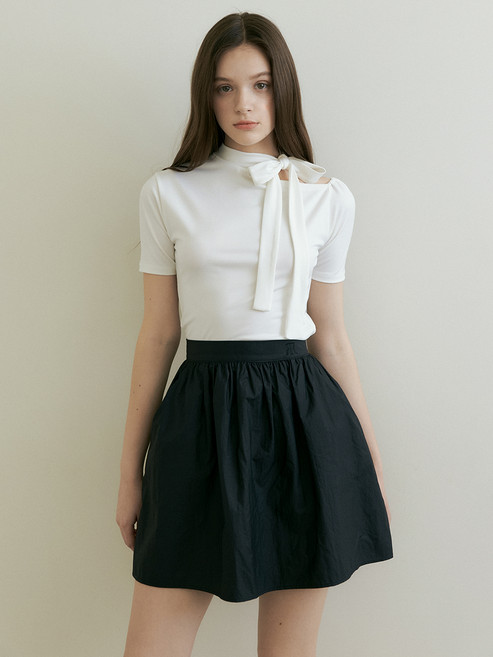 리올그 여성용 프라 컷아웃 하프 스카프 티셔츠