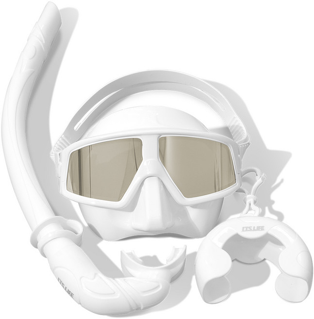 It's Life 雙鏡面自由潛水浮潛面鏡組, 白色