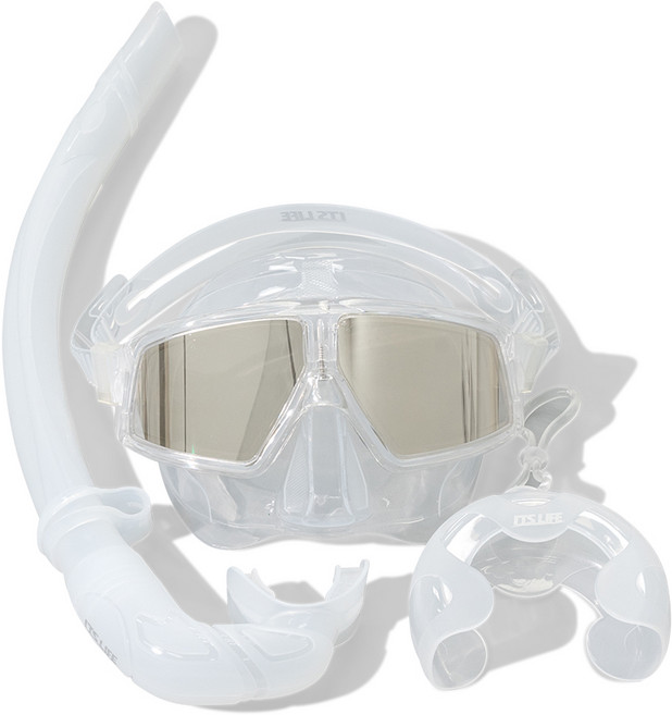 이츠라이프 이안식 프리다이빙 스노클링 마스크 세트, 투명 UV차단