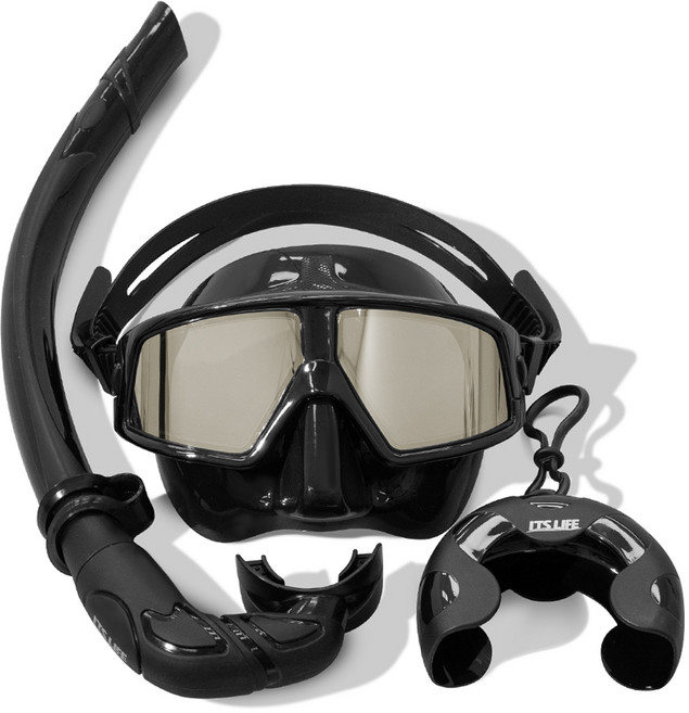 It's Life 雙鏡片自由潛水浮潛面鏡組, 黑色