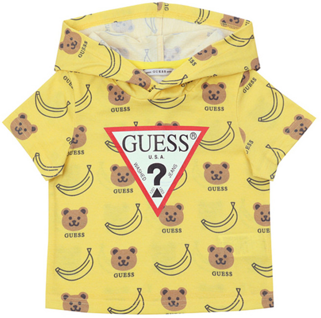 게스키즈 남아용 바나나곰 후드 반팔 티셔츠