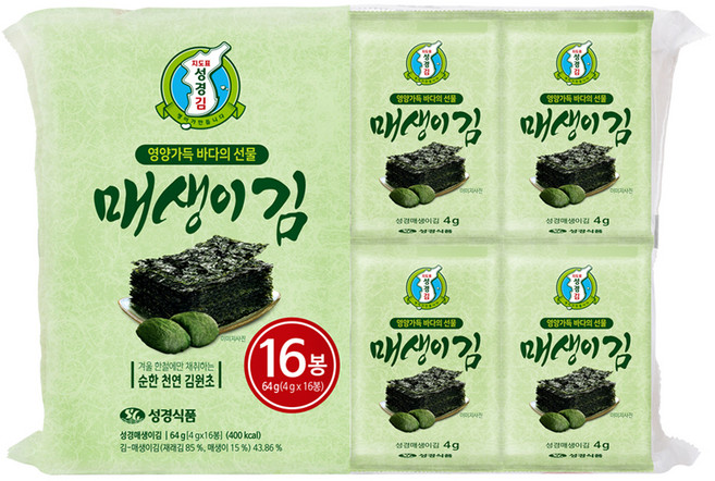 지도표성경 매생이 식탁김 16p, 1개, 64g