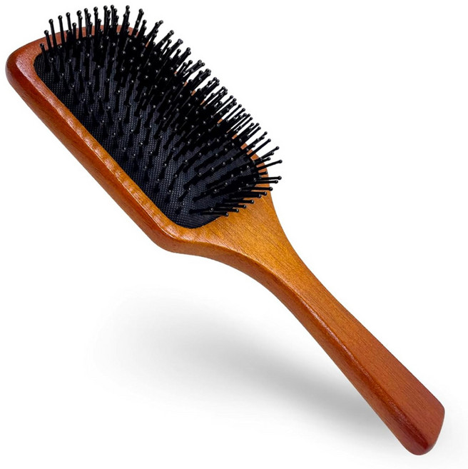 테네져 에어쿠션 마사지 원목 브러쉬 L, 브라운, 1개