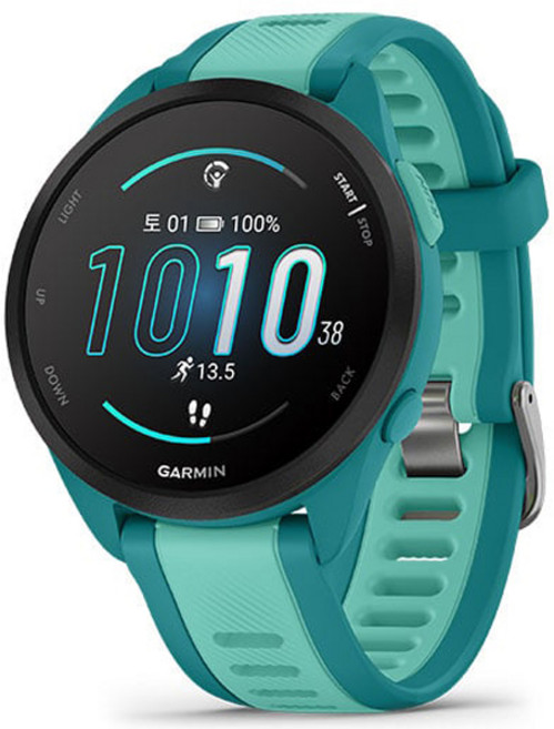가민 포러너 165 뮤직 러닝 스마트워치, 터코이즈 + 아쿠아, 43mm, GPS