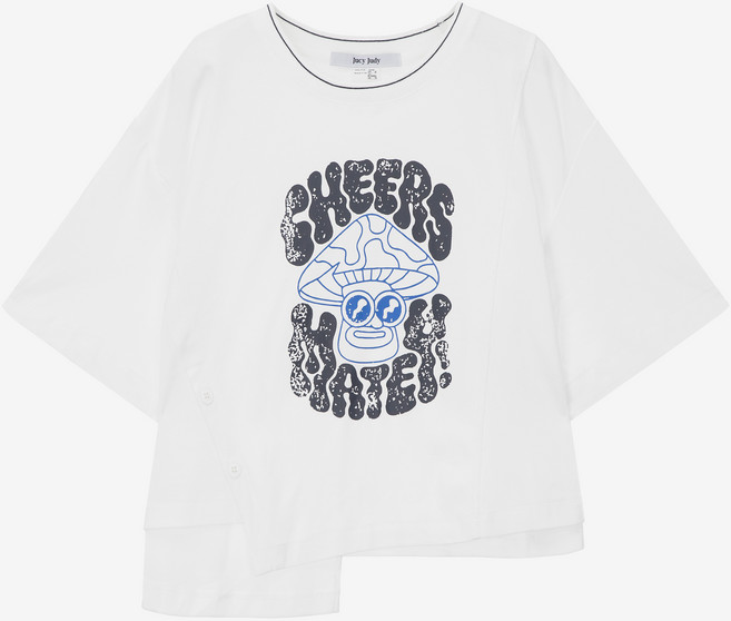 쥬시쥬디 여성용 J콜라보 프린트 니트 립 티셔츠 JYTS323A