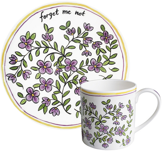 트위그뉴욕 포겟미낫 블룸 싱글 디저트 세트, 혼합색상, 머그 + 접시, 1세트