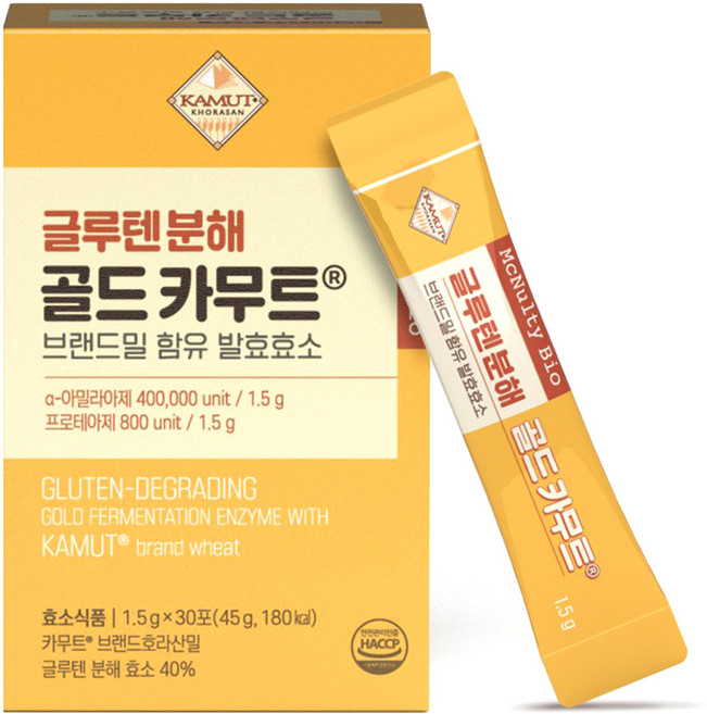 맥널티바이오 글루텐 분해 골드 카무트 브랜드밀 함유 발효효소 30p, 45g, 1개