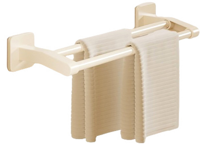 예소당 파워접착 무타공 2단 봉 수건걸이, 크림, 1개