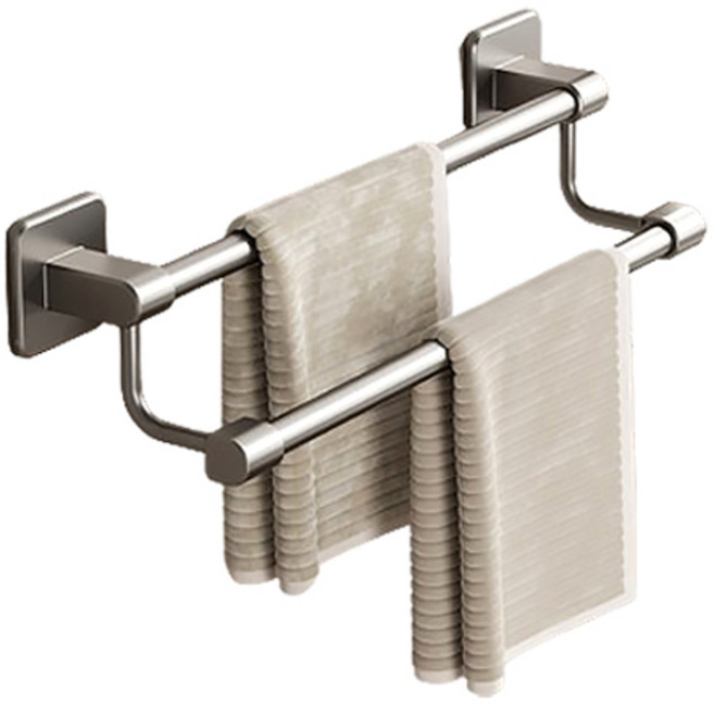 예소당 파워접착 무타공 2단 더블바 수건걸이, 무광 그레이, 1개