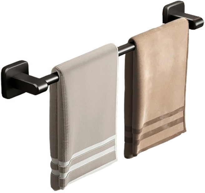 예소당 파워접착 무타공 싱글바 수건걸이, 니켈 블랙, 1개