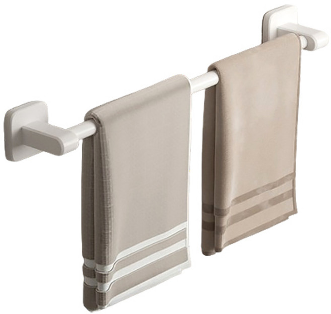 예소당 파워접착 무타공 싱글바 수건걸이, 세라믹 화이트, 1개