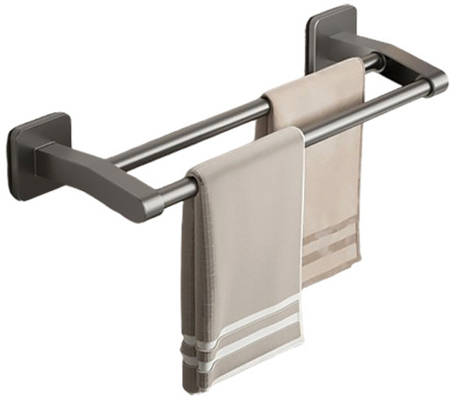 예소당 파워접착 무타공 2단 봉 수건걸이, 무광 그레이, 1개