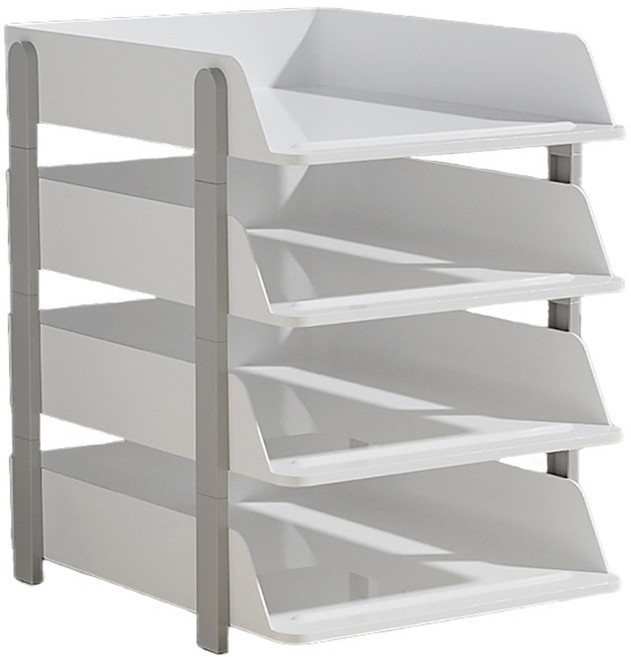 코히모 사무용 데스크 A4 서류 정리 받침대 4W211, 화이트 + 그레이, 4단