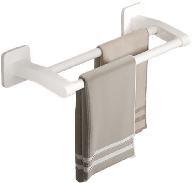예소당 파워접착 무타공 2단 봉 수건걸이, 세라믹 화이트, 1개