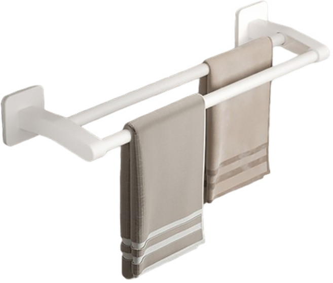 예소당 파워접착 무타공 2단 봉 수건걸이, 세라믹 화이트, 1개