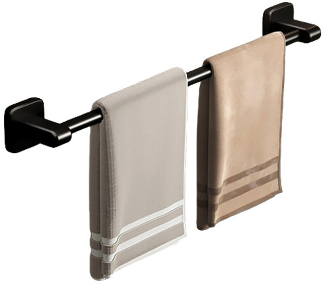예소당 파워접착 무타공 싱글바 수건걸이, 니켈 블랙, 1개