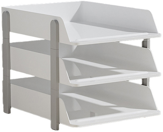 코히모 사무용 데스크 A4 서류 정리 받침대 4W211, 화이트 + 그레이, 3단