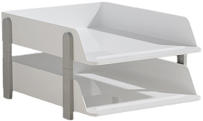 코히모 사무용 데스크 A4 서류 정리 받침 문서 정리대 4W211, 화이트 + 그레이, 2단