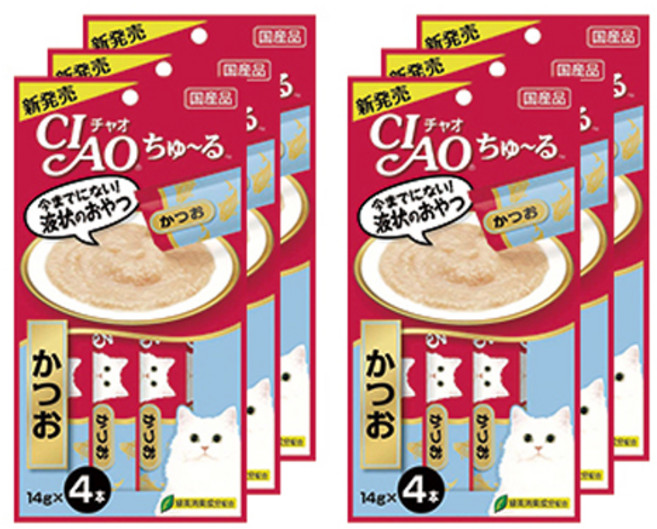 챠오츄르 고양이 짜먹는 간식, 가다랑어, 56g, 6개