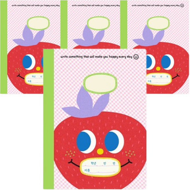 헬로우모리스 넓은줄노트 초등1~3, 딸기, 4개