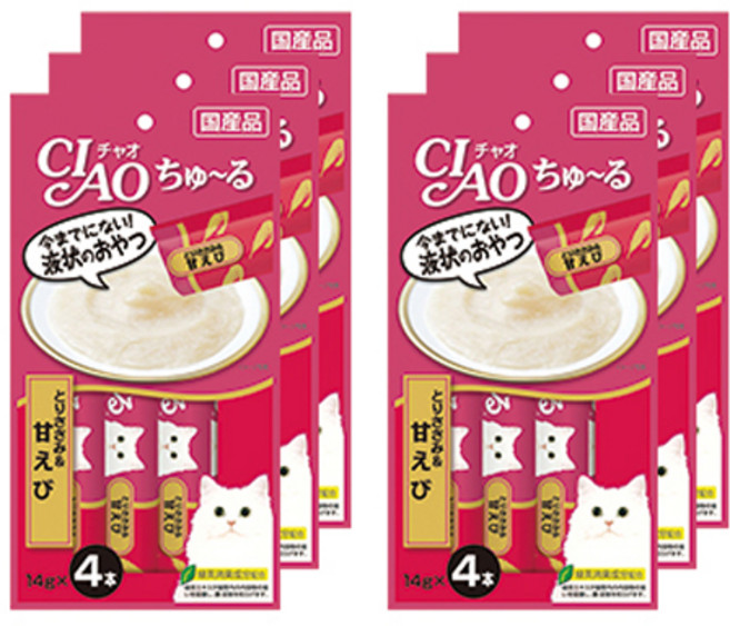 챠오츄르 고양이 짜먹는 간식, 혼합맛(닭가슴살/새우), 14g, 24개