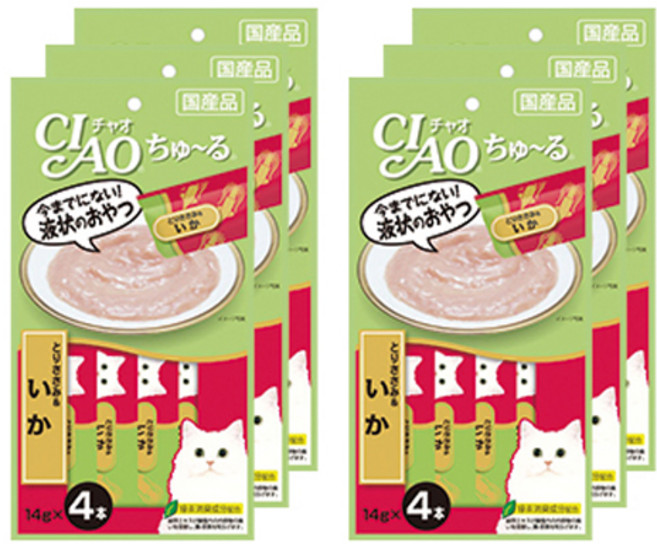 챠오츄르 고양이 짜먹는 간식, 혼합맛(닭가슴살/오징어), 14g, 24개