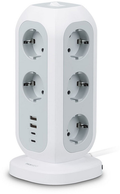 팬웨스트 타워형 컬러 멀티탭 15구 Multi-Tower1122, 2m, 화이트 + 그레이, 1개