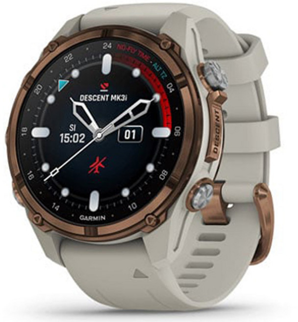 가민 디센트 Mk3i 다이브 컴퓨터 실리콘 밴드 스마트워치 43mm, 브론즈 PVD + 그레이, GPS