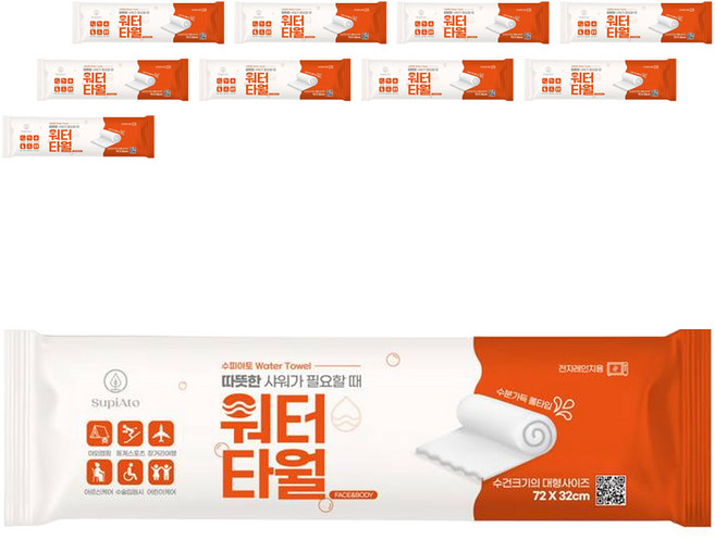 수피아토 따뜻한 워터타월 720 x 320 mm, 혼합색상, 10개입, 1개
