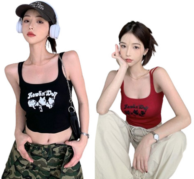PEONIST 女款短版內搭無袖上衣 2件組