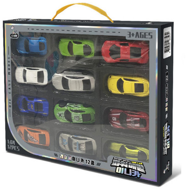 키즈팡팡 1 : 64 파워메탈 레이싱 미니카 12종 세트, 혼합색상, 1개