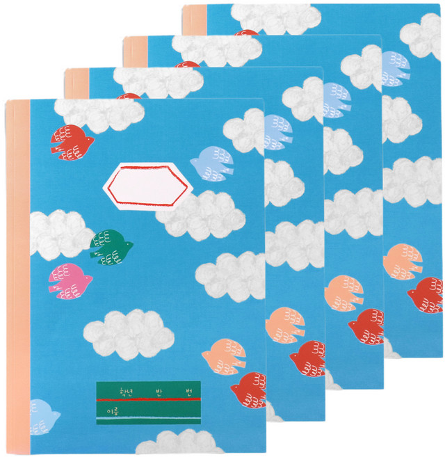 파랑하늘 넓은줄 노트 초등1-3, 혼합색상, 4개