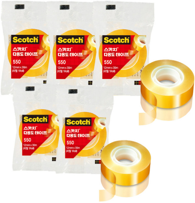 스카치 다용도 테이프 리필 550 12mm x 30m, 5개