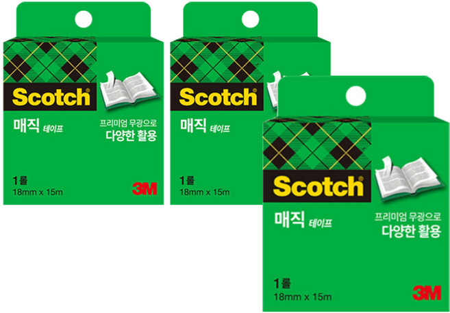 스카치 매직테이프 리필 810R 18mm x 15m, 3개