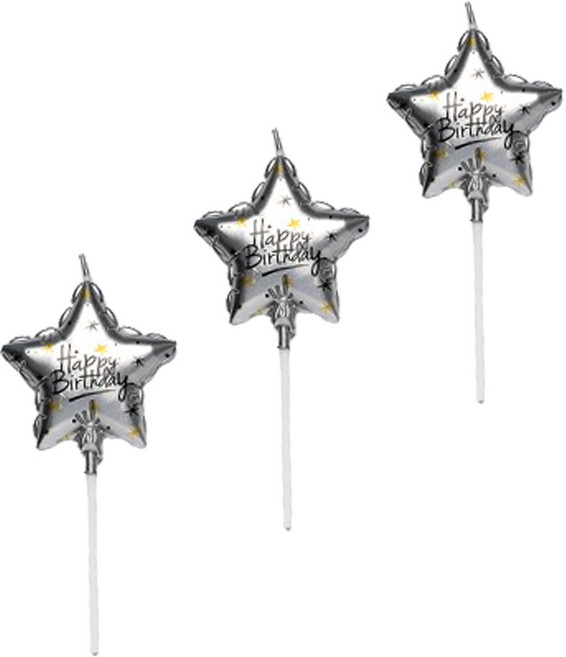 조이파티 생일초 생일별캔들, 실버, 3개
