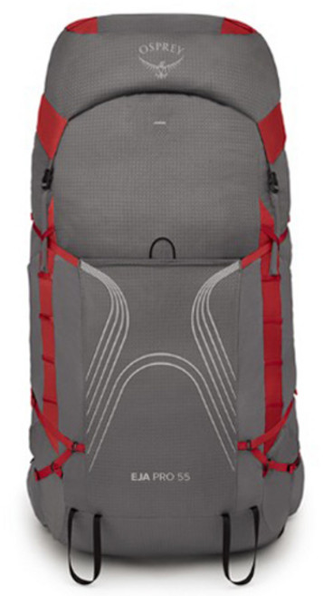 오스프리 여성용 Eja Pro 55 대형배낭 55L, DALEGREY POINSETTIA RED