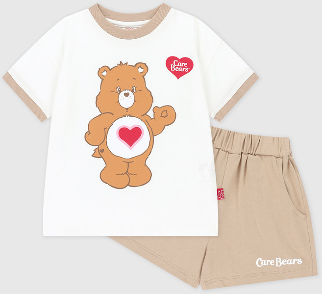 童款Care Bears拼色寬鬆短袖短褲套裝