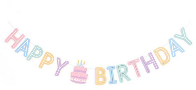 파티팡 생일 레터 가랜드, 파스텔, 1개