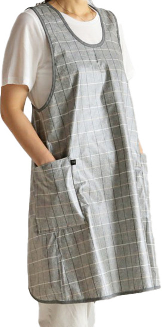 데코토닉 코지 윈도우 체크 방수 앞치마, 그레이, 1개