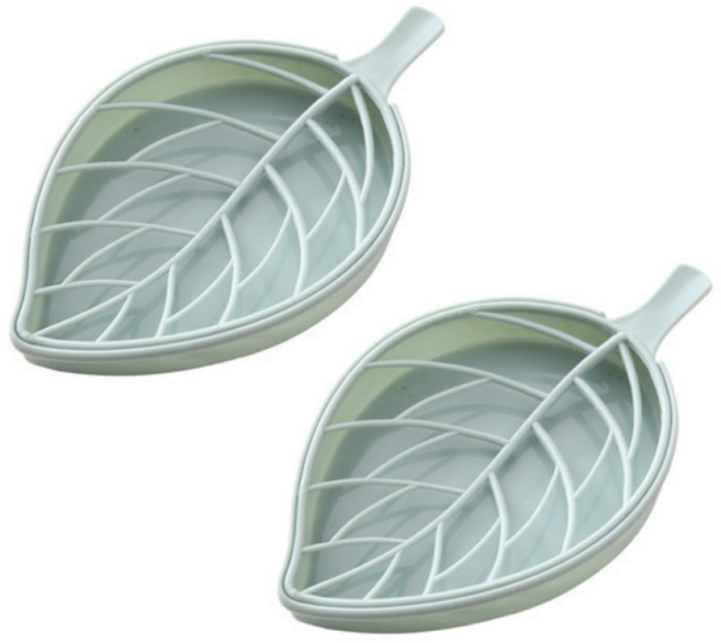 하이엉클 파스텔 나뭇잎 비누 받침대, 블루, 2개