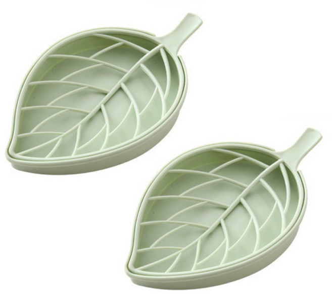 하이엉클 파스텔 나뭇잎 비누 받침대, 그린, 2개