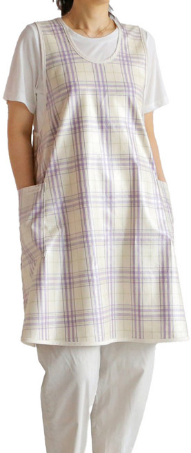 데코토닉 캐쥬얼 체크 방수 앞치마, 바이올렛, 1개