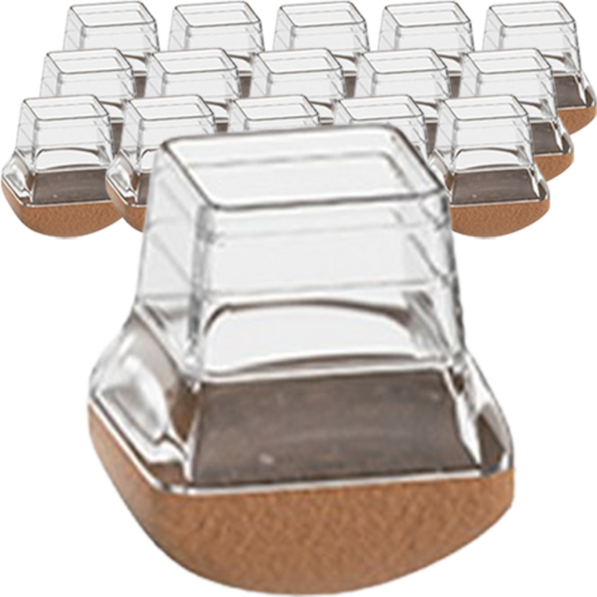 써뉴즈 미끄럼방지 의자 가구 발커버 사각, 투명, 16개