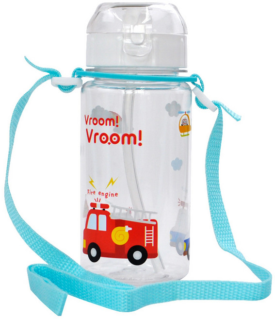 키친유 부릉부릉 어깨끈 빨대 물병, 혼합색상, 350ml, 1개