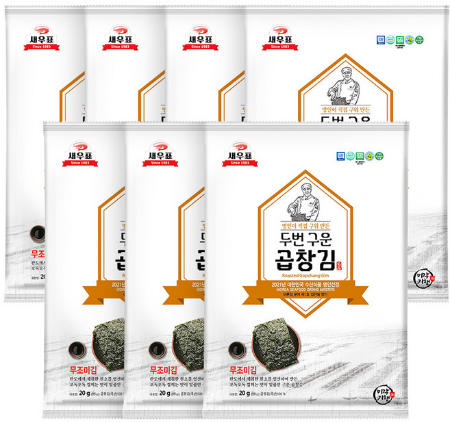 새우표 두번 구운 곱창김, 20g, 7개