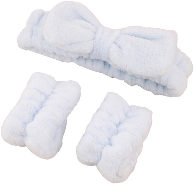 조앤제이 리본 손목밴드 + 세안밴드, 라이트블루, 1세트