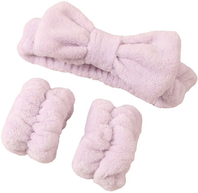 조앤제이 리본 손목밴드 + 세안밴드, 라이트퍼플, 1세트