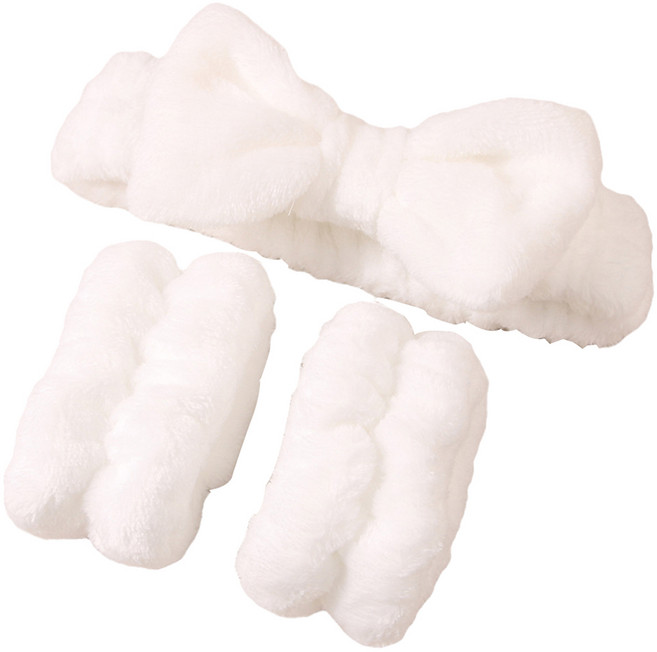 조앤제이 리본 손목밴드 + 세안밴드, 화이트, 1세트